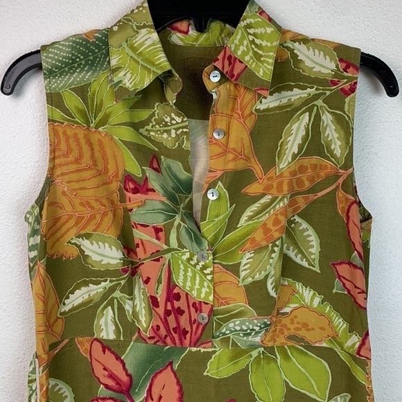 Prusser’s silk tropical sleeveless tie back midi / maxi length resort dress EUC - Picture 3 of 7